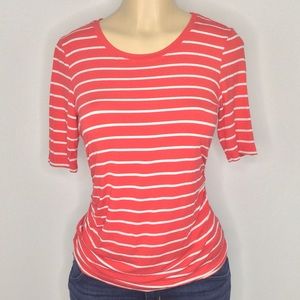 Vince Camuto Striped Side-Ruched Top